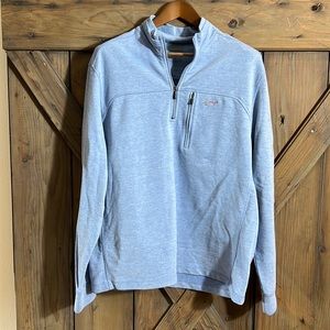 Greg Norman Mens XL Fitted Blue 1/4 Zip Golf Sweatshirt Zippered Chest Pocket